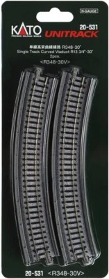 Kato 20-531 N 348mm Radius 30º Single Track Viaduct Curve Track [2] UniTrack - Image 1 of 4