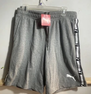 Puma Shorts Men’s Large Fleece Grey Drawstring Pockets Activewear - Picture 1 of 4