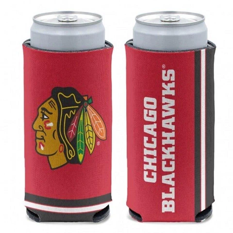 Chicago Blackhawks 12oz Slim Can Cooler [NEW] Beer Seltzer Coozie Claw Holder Cover