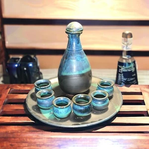 Hand Made In Greece Clay Liquor Decanter Set - Picture 1 of 11