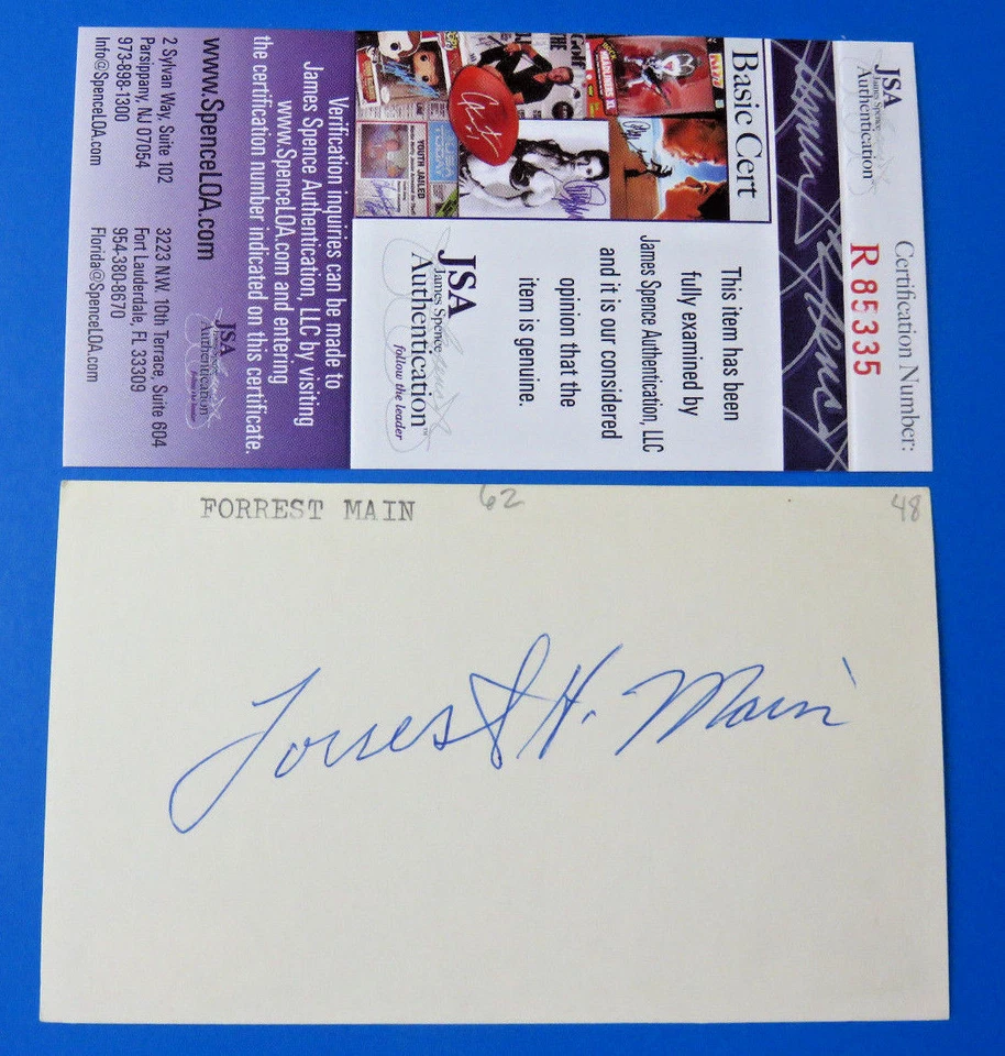 FORREST WOODY MAIN SIGNED 3x5 INDEX CARD ~ 1948-53 PIRATES ~ JSA R85335 ~ RARE ! - Image 1 of 1