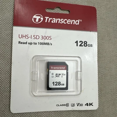 Transcend 128GB UHS-I U3 SD Class 10 Memory Card TS128GSDC300S Canon Nikon Sony - Image 1 of 2