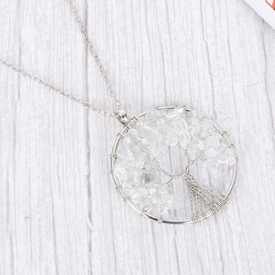  Collana con motivo ad albero in cristallo di ghiaia naturale Collana in pietra - Immagine 1 di 4