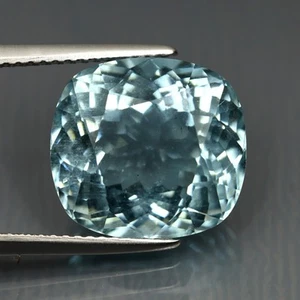 9.96 ct Cushion Cut (14 x 13 mm) Brazil Natural Sky Blue Aquamarine Gemstone - Picture 1 of 2