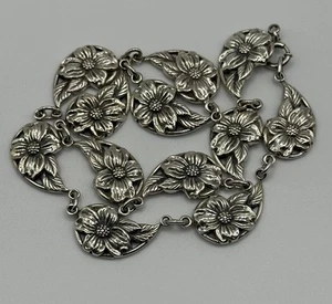 Danecraft Sterling Floral Hartriegel Halskette 925 14,5 Zoll / 36,8 cm Selten Rarität - Bild 1 von 11