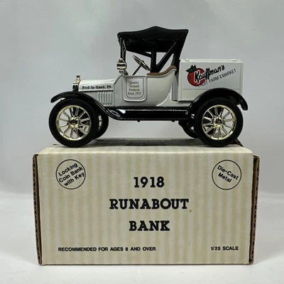 Banco de vehículos diecast Ertl de colección - 1918 Runabout Kauffman's Fruit Farm (1988) Foto 1 de 4