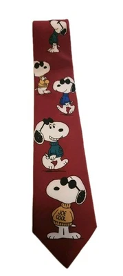 Corbata de cuello vintage Snoopy Joe Cool granate/borgoña para hombre Charlie marrón y pandilla Foto 1 de 4