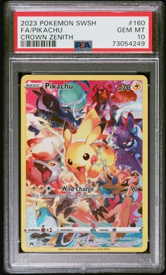 2023 POKEMON SWORD & SHIELD CROWN ZENITH #160 FULL ART/PIKACHU PSA 10 - Image 1 of 2
