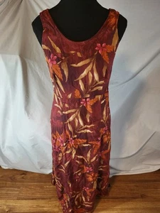 R&K Vintage Dress Size 6 Maxi Sleeveless Boho Rayon Burgandy Floral  - Picture 1 of 7