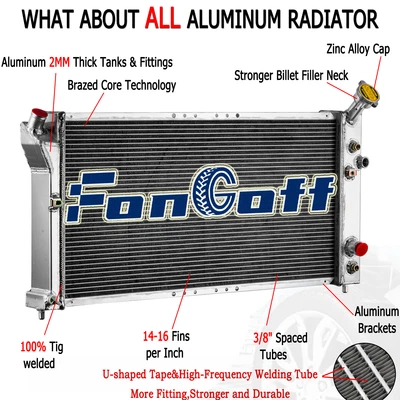 4 Row Radiator For 1997-03 Pontiac Grand Prix/Buick Regal/Olds Intrigue 3.5/3.8L Foto 1 de 4