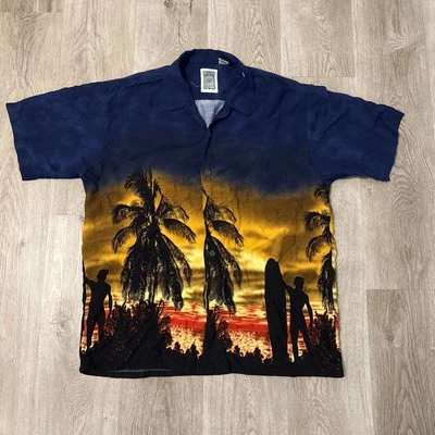 Vintage Ocean Current Men’s Hawaiian Shirt Surfing Surfboard Palm Tree Size M - Image 1 of 4