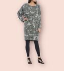 Bryn Walker Alanna French Terry Floral Cocoon Tunic Gray Dove XL Long Sleeve