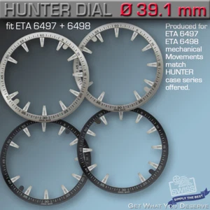 DIAL SKELETON HUNTER Ø 39.1mm, FOR MOVEM. ETA UNITAS 6497/98, BLACK,RHOD. S01-04 - Picture 1 of 6
