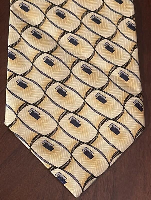 Corbata de cuello Marquis amarillo azul poliéster para hombre hecha en Corea Foto 1 de 4