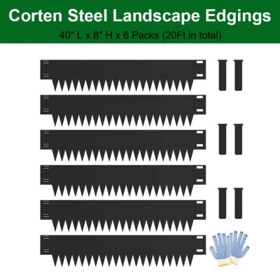 8-INCH Galvanized Steel Landscape Edging 6-Packs Metal Garden Edges for Outdoors - Image 1 of 4