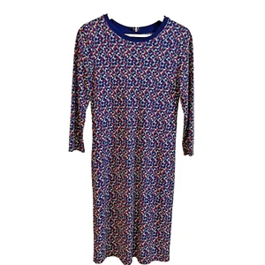 Ralph Lauren Midi Dress Shift Women's S Navy Geometric Print Office Heritage - Picture 1 of 14