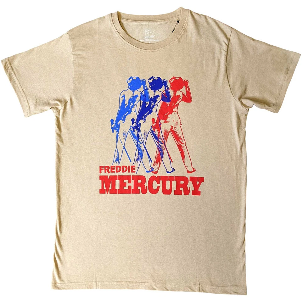Queen - Freddie Mercury - Multicolor Photo - Sand t-shirt - Image 1 of 1