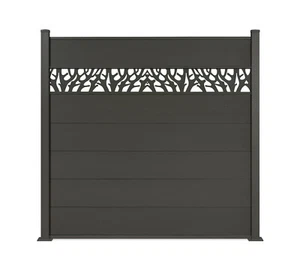 WPC Zaun Nobel Anthrazit Gartenzaun Windschutz Blickdicht Alu-Pfosten Dekor - Bild 1 von 12