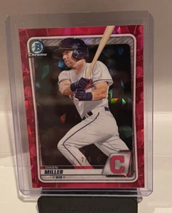 2020 Bowman Draft Sapphire Owen Miller Red Refractor 2/5 INDIANS - Picture 1 of 3