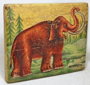 Panel de madera pintado de elefante original antiguo pintado a mano - Imagen 1 de 7