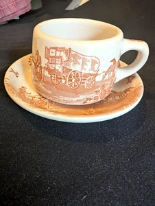 Wallace China Chuck Wagon Western Cup Saucer Los Angeles Calif Vintage - Picture 1 of 8