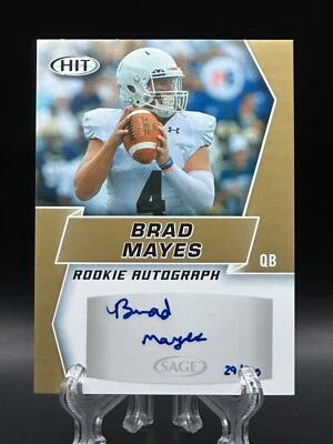 Brad Mayes 2019 Sage Hit Gold Rookie On Card Autograph /100 RC Auto Lehigh - Image 1 of 2