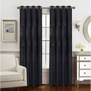 Olivia Gray PNR42606 90 in. Roxy Two Tone Jacquard Grommet Panel Black - Picture 1 of 1