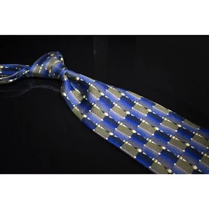 Jhane Barnes 100% Silk Tie Green Blue Geometric Men'd Designer Necktie Japan - Picture 1 of 5