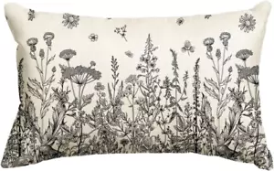 Wildflowers Spring Antique Herbs Throw Pillow Cover, 12 X 20 Inch Flower Cushion - Picture 1 of 12