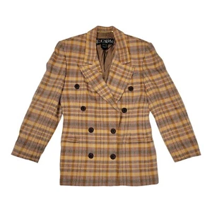 Escada by Margaretha Ley Double Breasted Wool Jacket Plaid Size 38 West Germany - Picture 1 of 5