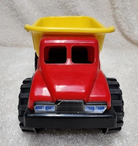 Dump truck, Plastic - Made in USA - Yellow Red - Picture 1 of 11