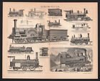 1880. HISTORY OF RAILROAD. OLD LOCOMOTIVES. Antique print