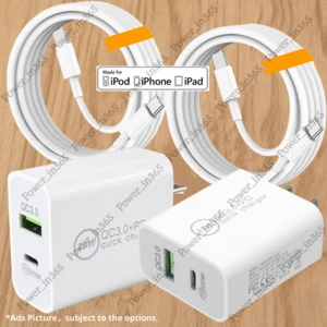 For iPhone 14 13 12 11 Pro XR 8 20W Fast Charger 20W USB C Adapter Type C Cable - Picture 1 of 18