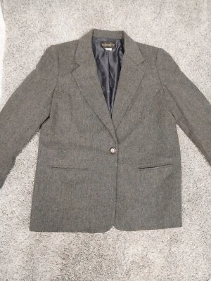 Chaqueta clásica de mezcla de lana Requirements para mujer talla 12 gris 1 botón Blazer Foto 1 de 4