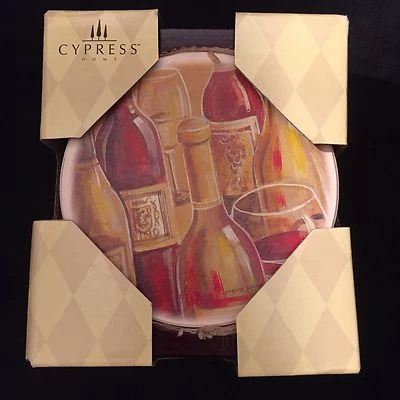  Juego de 4 posavasos de piedra absorbente Cypress Home con carrito "Wine Collage" Foto 1 de 3