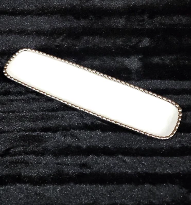 La Pinetina White 14" Silver Beaded Edge Rectangle Porcelain Cracker Serve Tray - Image 1 of 4