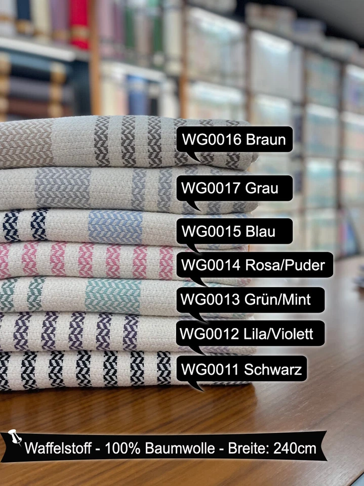 WAFFELSTOFF Baumwolle Stoff Meterware 240 cm Breite und Länge ab 50 cm ÖKO-TEX - Bild 1 von 1