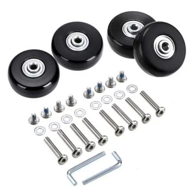 45mm x 18mm Luggage Suitcase Wheels Rubber Swivel Caster Wheels Bearings Repa... - Image 1 of 4