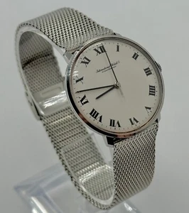 Vintage 1970s IWC Schaffhausen Stainless Roman Numeral Dial Dress Watch Milanese - Picture 1 of 10