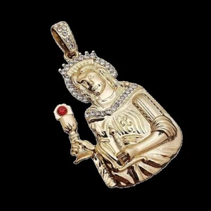 Gold Plated Santa Barbara Charm Pendant Medallion MEDAL Hip Hop Cubic Alloy Gift - Picture 1 of 3