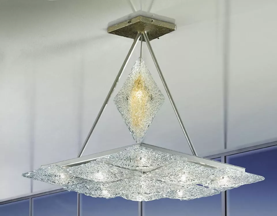 Lampadario a sospensione classico con cristallo trasparente ambra  - Immagine 1 di 1