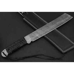 Cuchillo de balde Bowie Full Tang Fix de acero Damasco forjado a mano con funda - Imagen 1 de 4