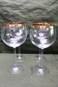 Juego de 4 copas de vino con globo de cristal banda dorada gruesa Toscana Costa d'Oro - Imagen 1 de 5
