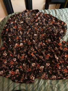 plus size black and orange floral top - size 32 by simply be - Picture 1 of 17