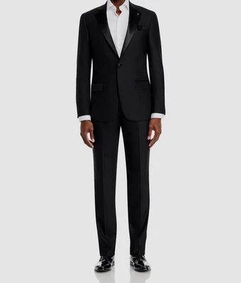 Calça smoking Hart Schaffner Marx masculina preta regular 2 peças tamanho 42S - Imagem 1 de 2