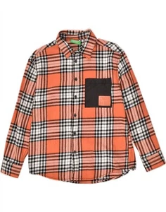 BENETTON Boys Flannel Shirt 10-11 Years XL Orange Check Cotton AA01 - Picture 1 of 3