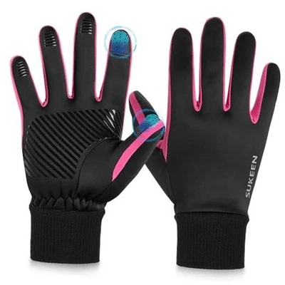  Guantes de Invierno Hombres Mujeres Pantalla Táctil Antideslizantes Guantes Deportivos Grandes Rosa Rojo Foto 1 de 4