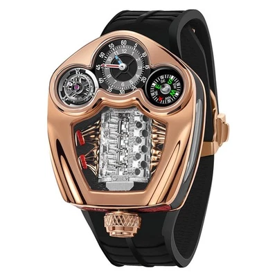 Engine Tourbillon Machinery Men's Watch crown rotate piston Casual Steel Quartz - Image 1 of 4