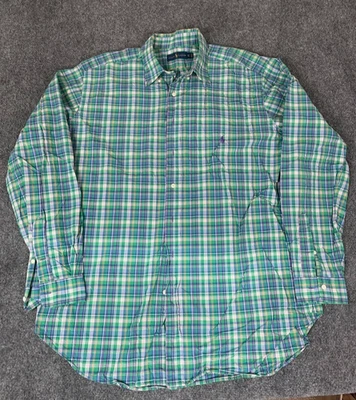 Camisa masculina Ralph Lauren multicolorida xadrez manga longa botão para baixo tamanho GG alta - Imagem 1 de 4