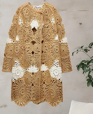 NWTZARA SIZE MEDIUM WRAP FRONT LONG SLEEVES CROCHET KNIT COAT - Image 1 of 4